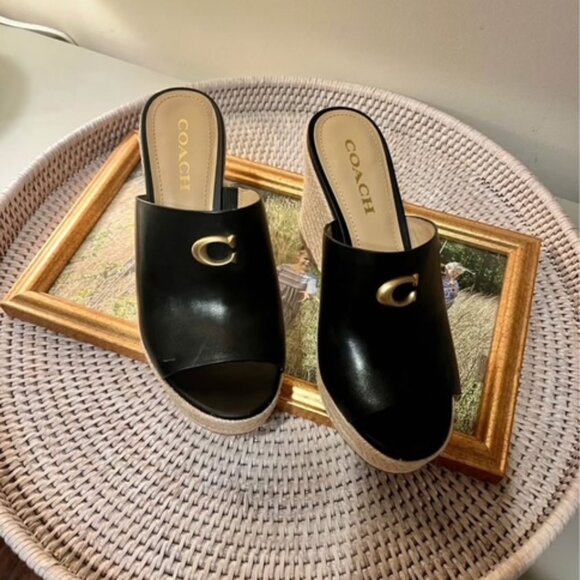 Coach Espadrille Wedge Mules, Size 8 - Picture 1 of 9